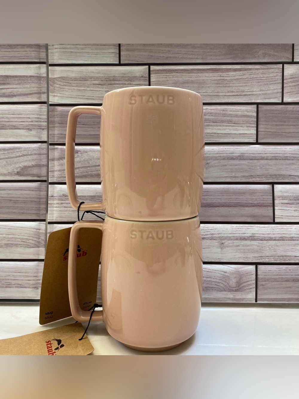Staub ☕️ ❤️ (2) Elevate everyday moments Stacking Mugs light Pink NWT